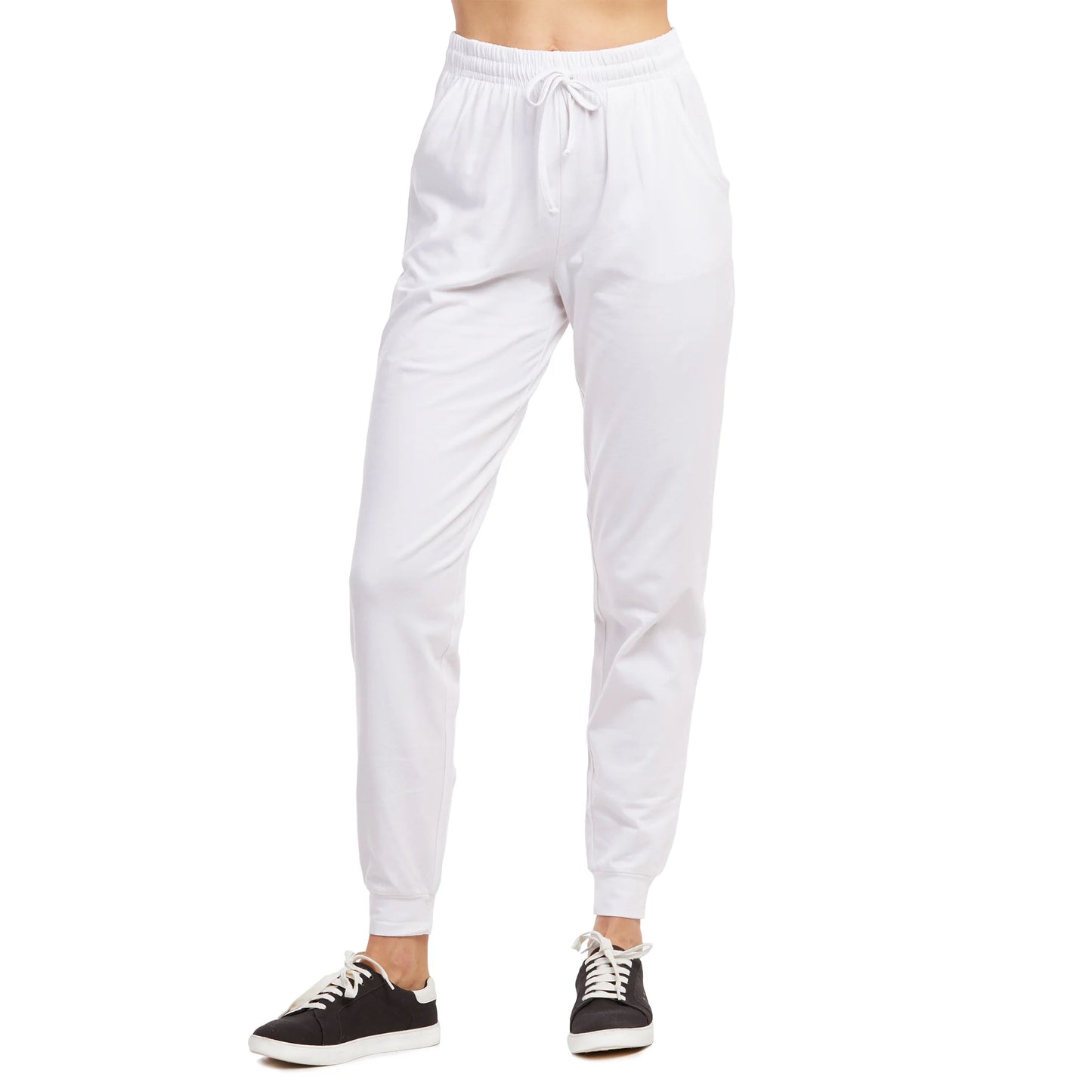 LADIES SINGLE JERSEY COTTON JOGGER PANTS WITH POCKETS